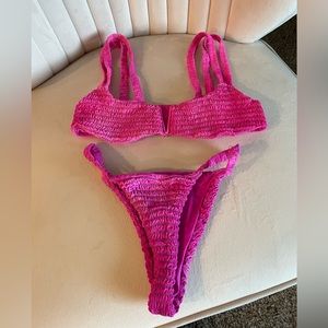 BLUE LIFE Scrunched Up Hot Pink Tie Dye Bathing Suit